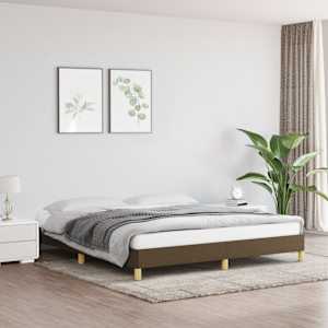 Rám postele bez matrace tmavě hnědý 180 x 200 cm textil - obrázek 1