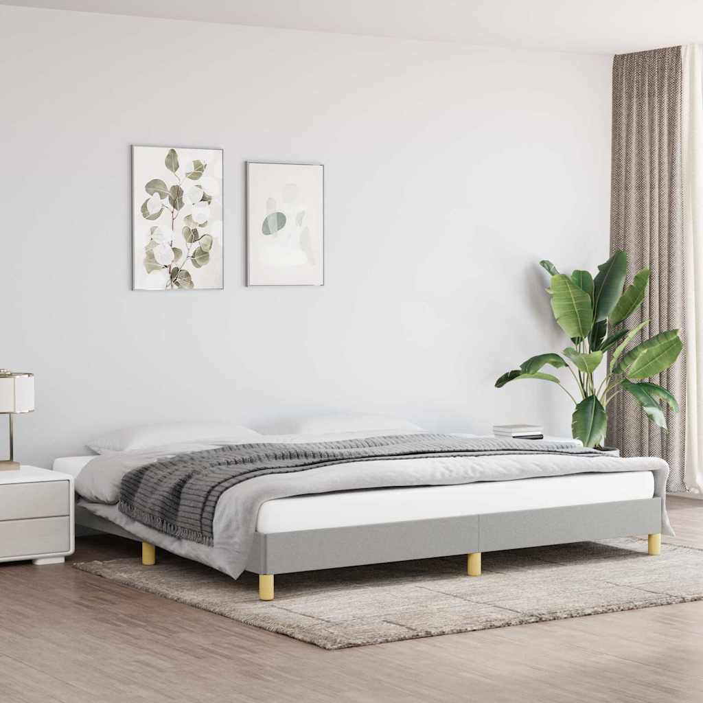 vidaXL Rama ��ka bez materaca, jasnoszara, 200x200 cm, obita tkanin�
