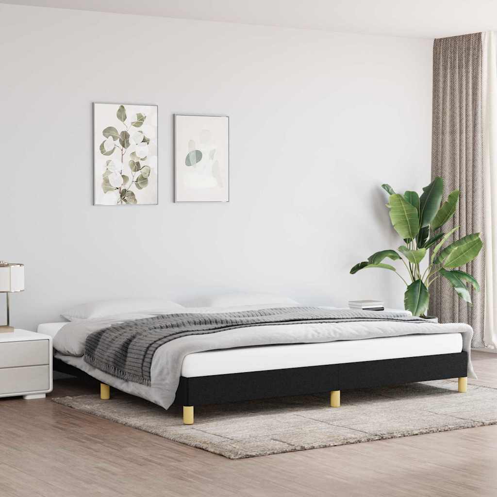 vidaXL Rama ��ka bez materaca, czarna, 200x200 cm, obita tkanin�