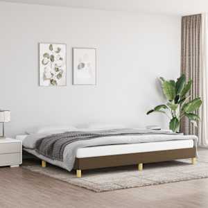 Rám postele bez matrace tmavě hnědý 200 x 200 cm textil - obrázek 1
