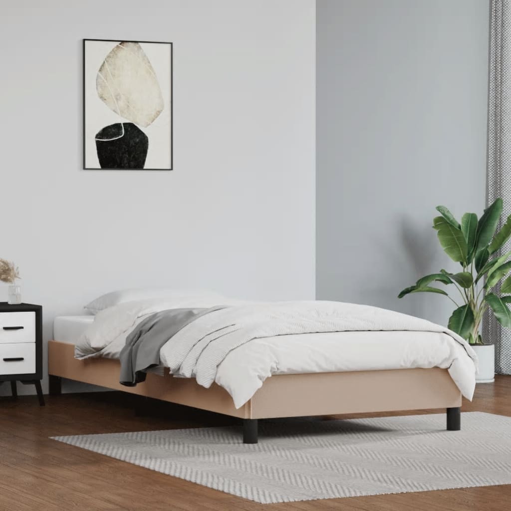 vidaXL Cadru de pat, cappuccino, 80x200 cm, piele ecologică