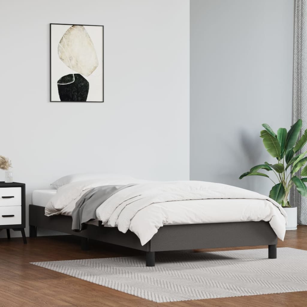 Cadru de pat, gri, 90x200 cm, piele ecologică