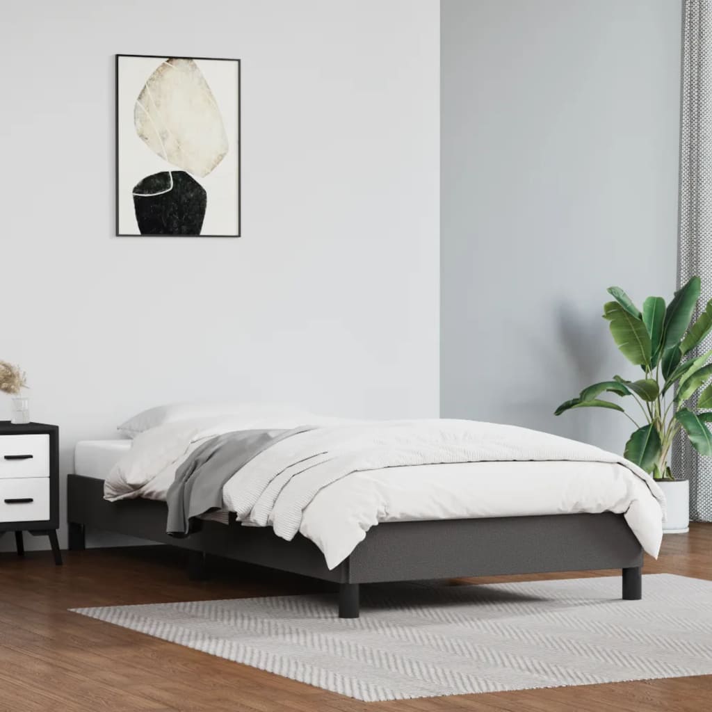 vidaXL Cadru de pat, gri, 100x200 cm, piele ecologică