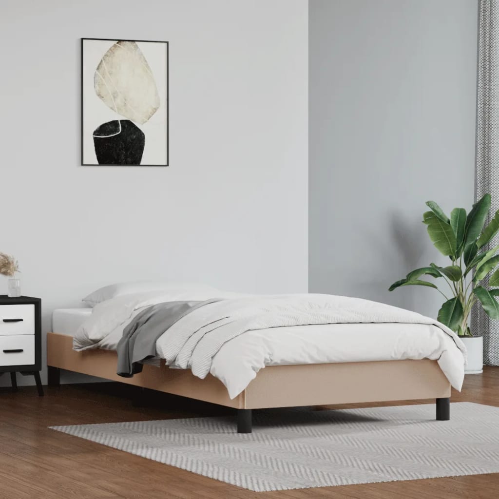 vidaXL Cadru de pat, cappuccino, 100x200 cm, piele ecologică