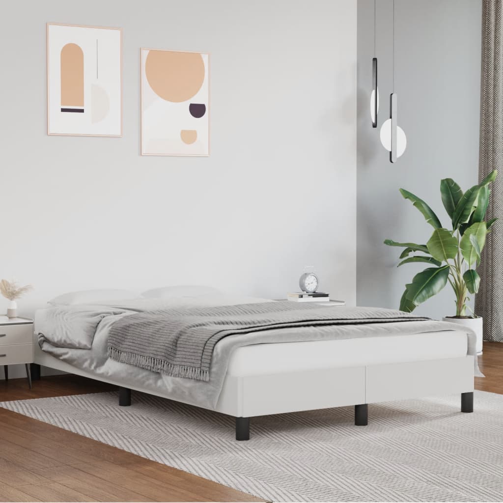 vidaXL Cadru de pat, alb, 120x200 cm, piele ecologică