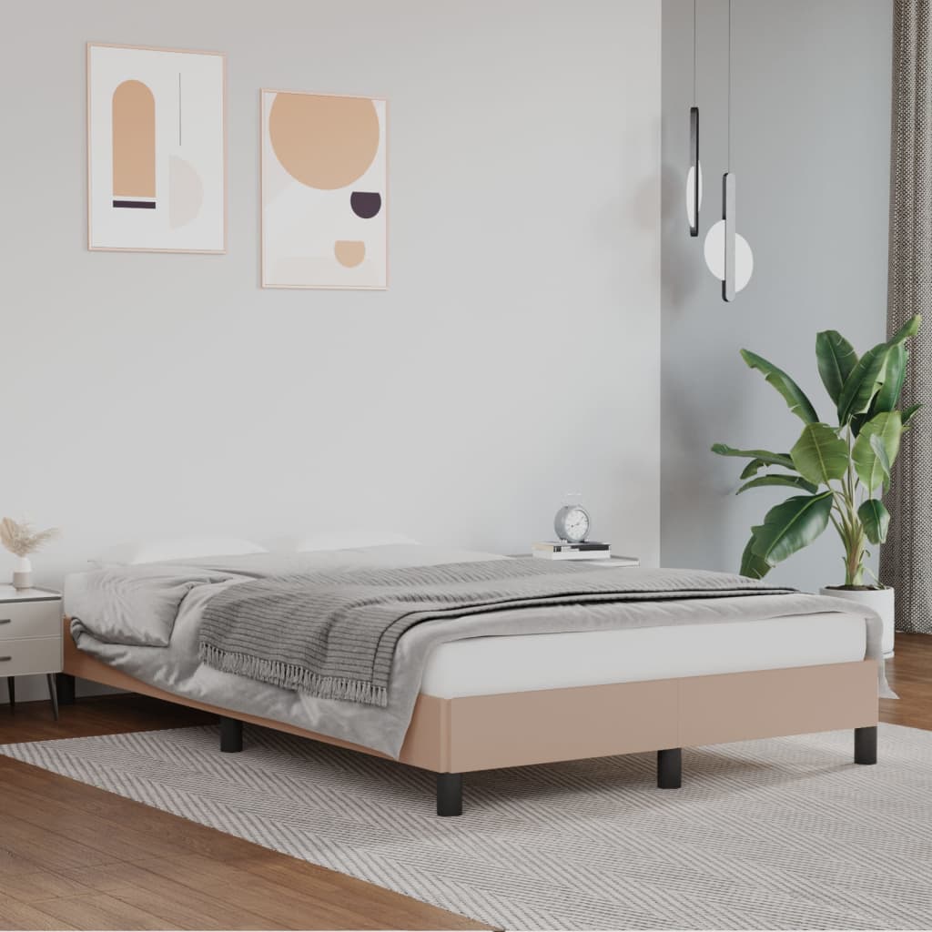 vidaXL Cadru de pat, cappuccino, 120x200 cm, piele ecologică