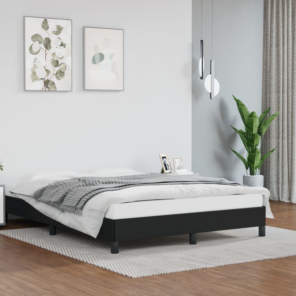 vidaXL Estrutura de cama 140x190 cm couro artificial preto