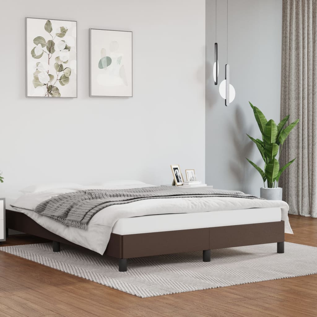vidaXL Cadru de pat, maro, 140x190 cm, piele ecologică