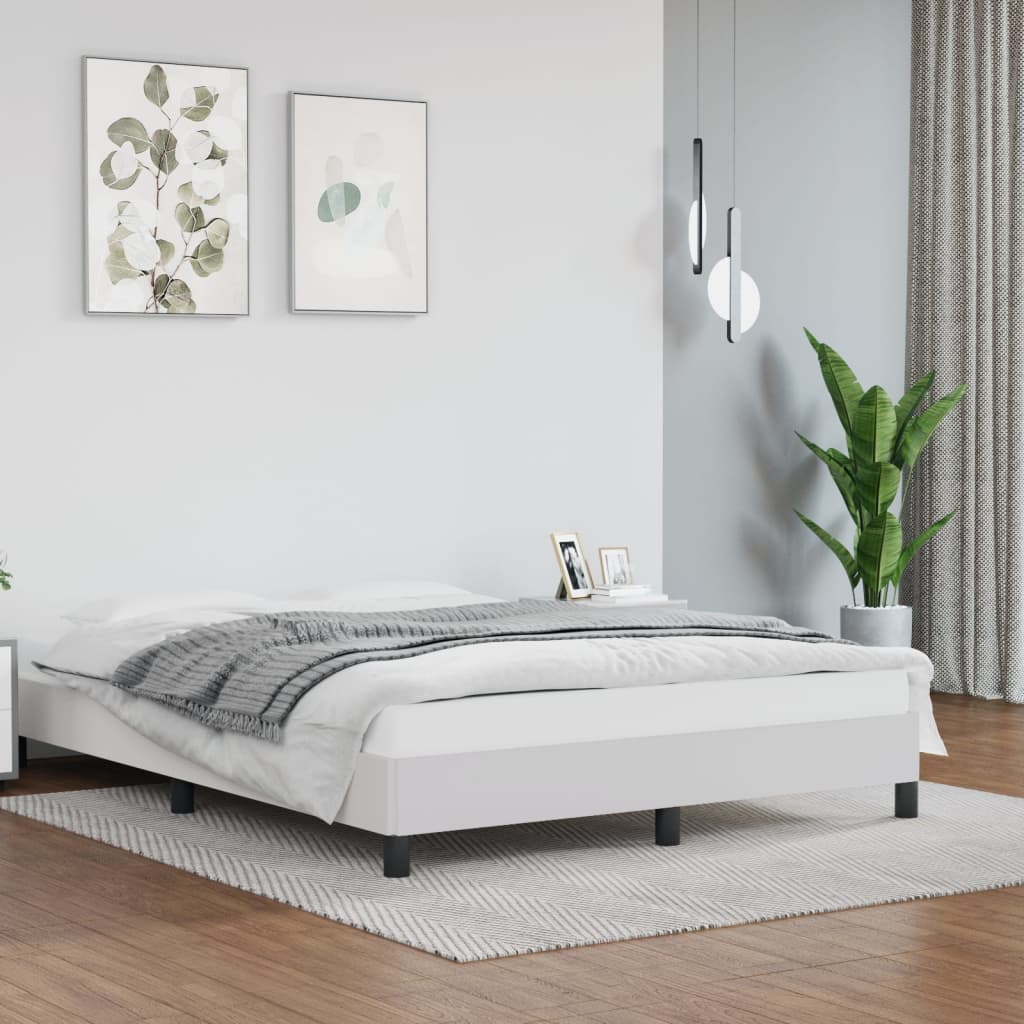 vidaXL Cadru de pat, alb, 140×200 cm, piele ecologicÄƒ