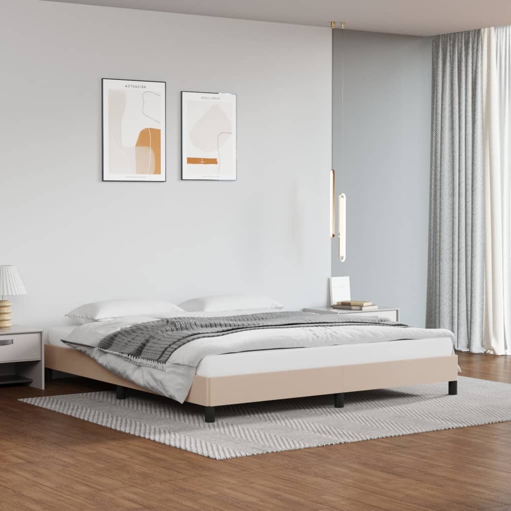 vidaXL Cadru de pat, cappuccino, 180x200 cm, piele ecologică