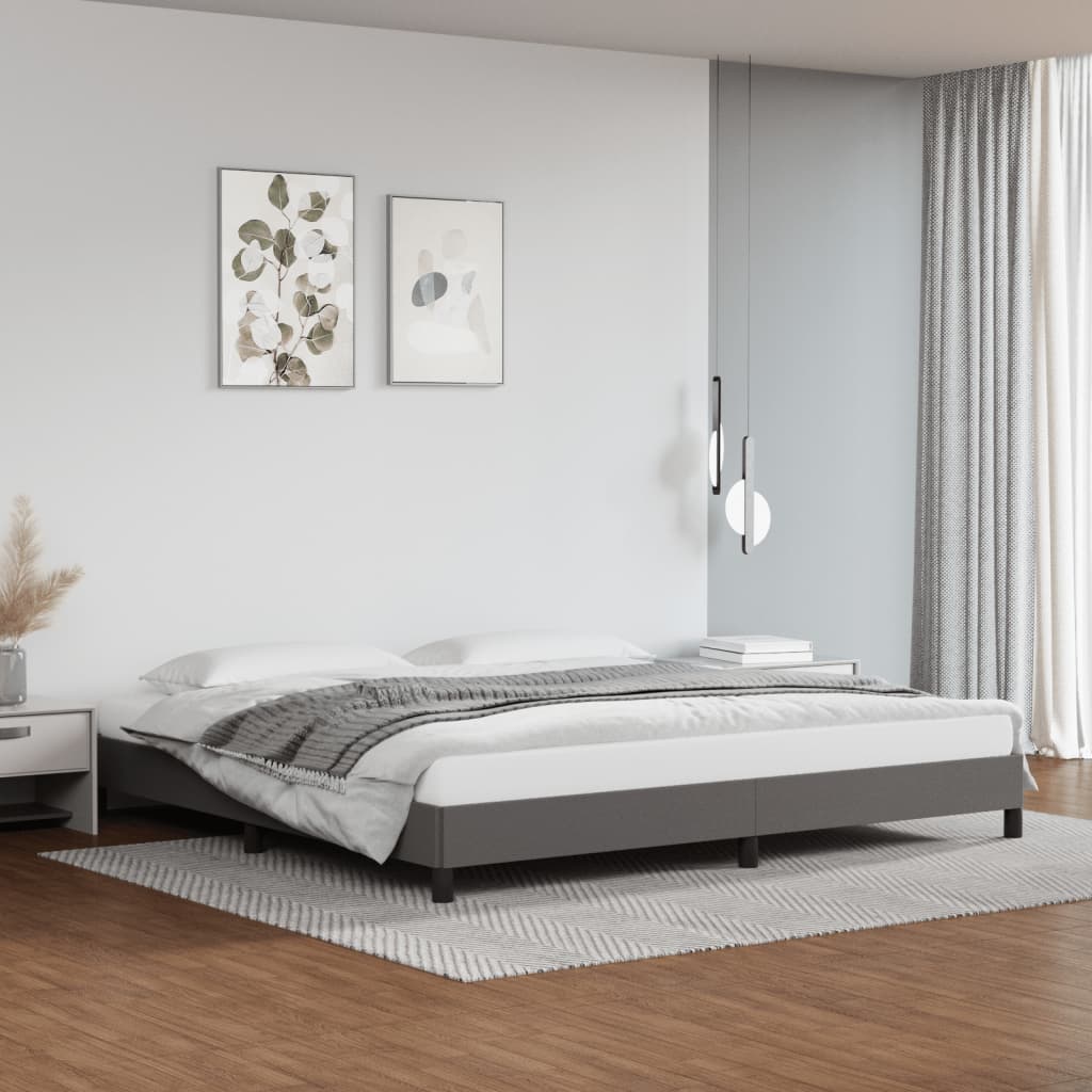 vidaXL Cadru de pat, gri, 200x200 cm, piele ecologică