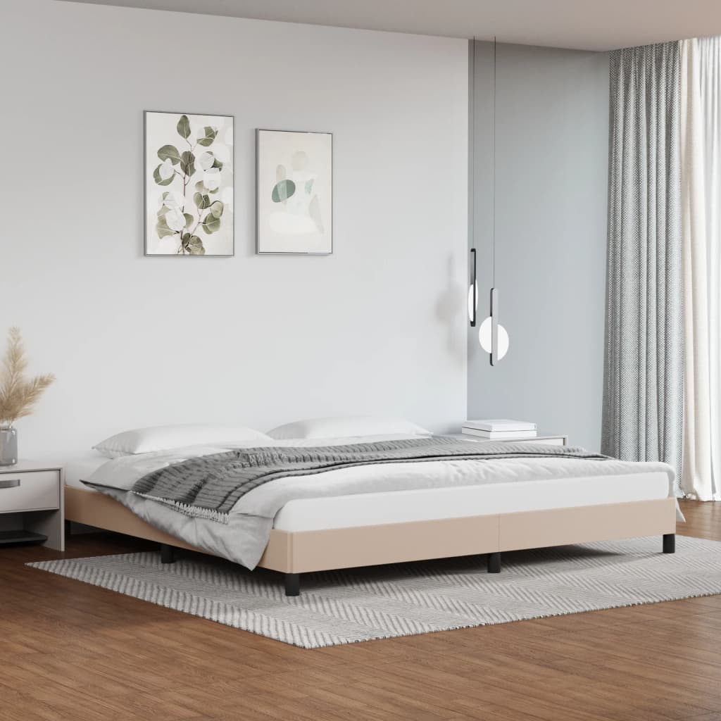 vidaXL Cadru de pat, cappuccino, 200x200 cm, piele ecologică