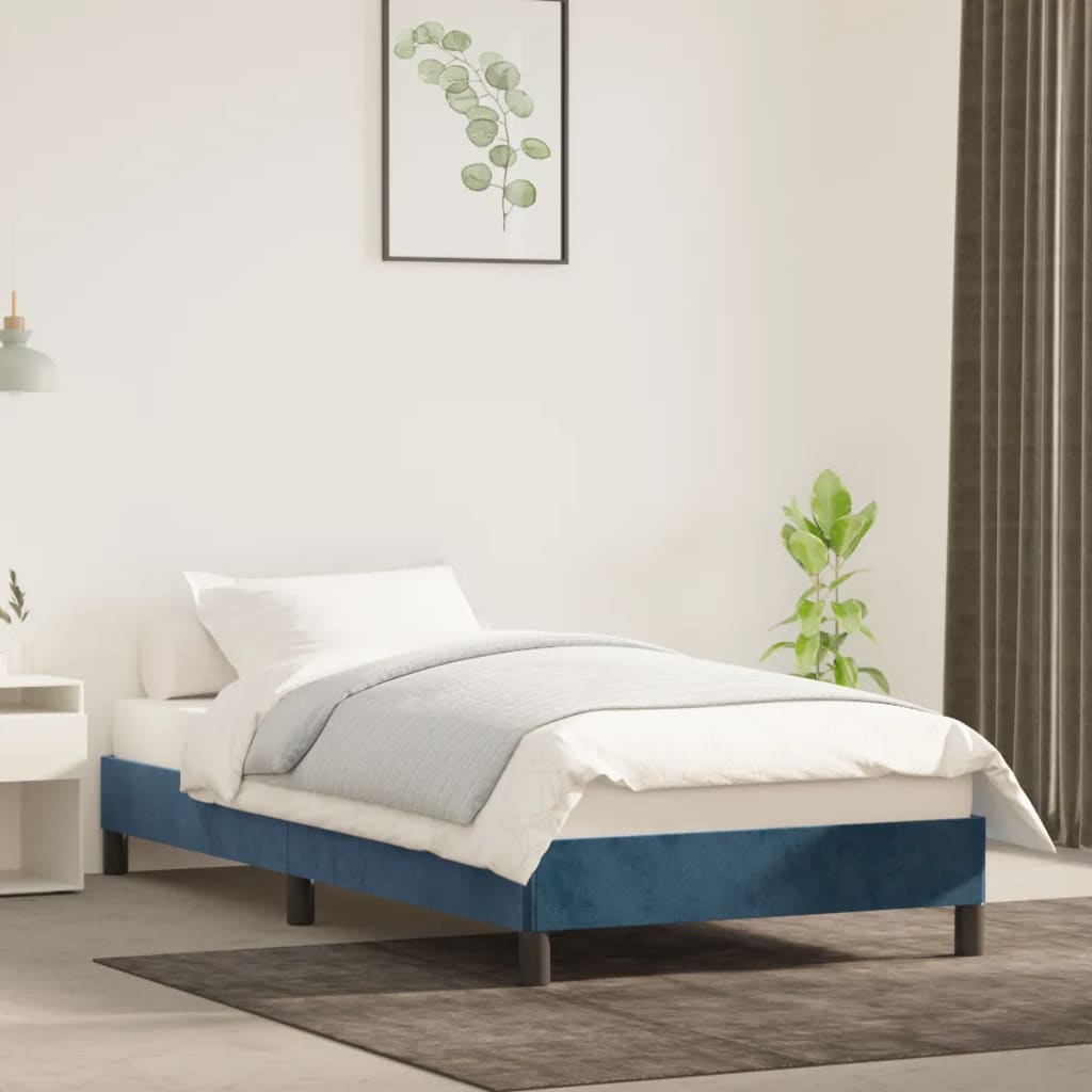 Cadru de pat, albastru închis, 80x200 cm, catifea