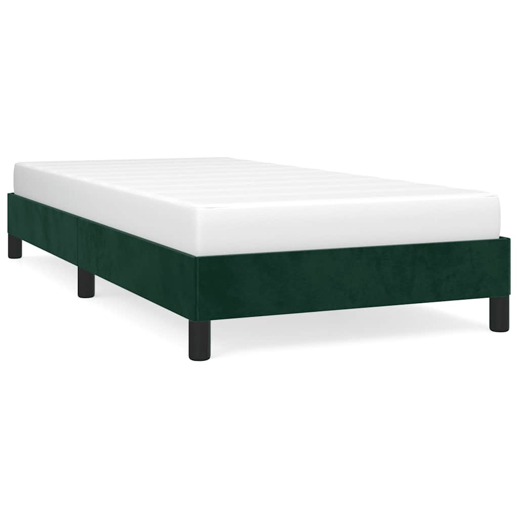 vidaXL Rám postele bez matrace tmavě zelená 90 x 190 cm samet