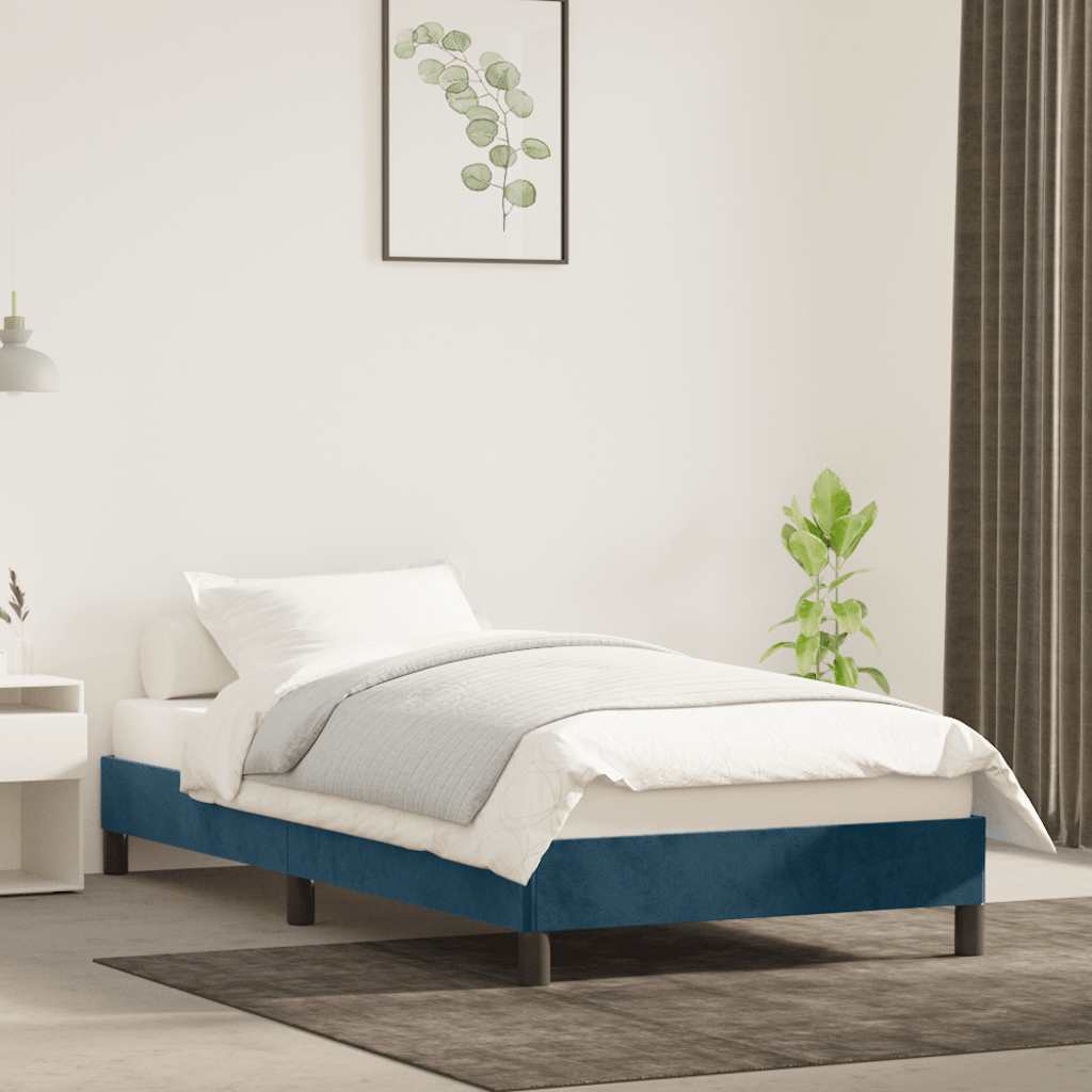 Lovos rėmas be čiužinio tamsiai mėlynas 90x200 cm aksomas