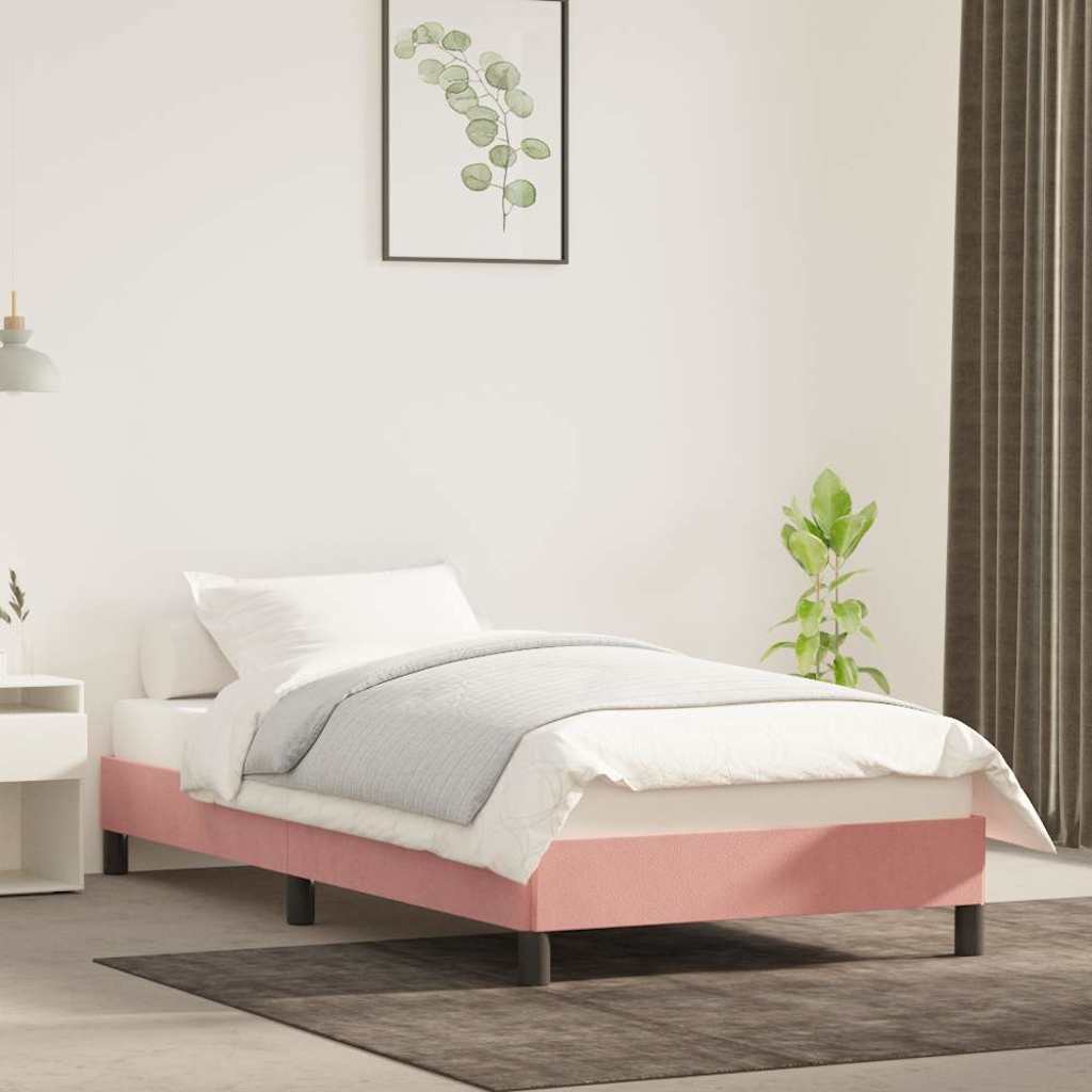 vidaXL Rama ��ka, r�owa, 90 x 200 cm, tapicerowana aksamitem