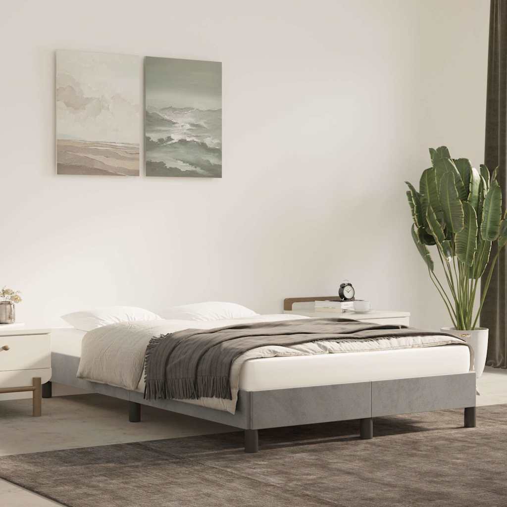 vidaXL Rama ��ka bez materaca, jasnoszara, 120x200 cm, aksamitna