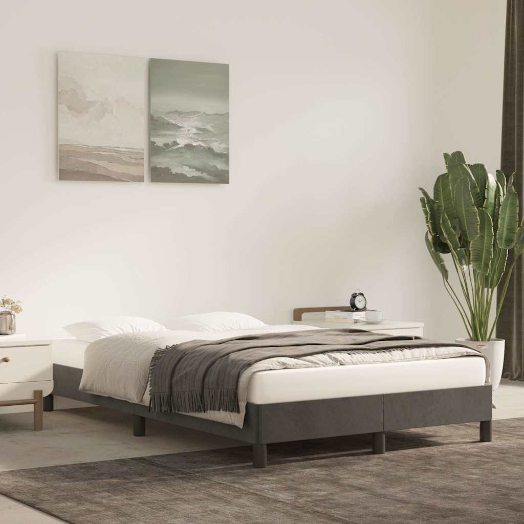 vidaXL Rama ��ka bez materaca, ciemnoszare, 120x200 cm, aksamitna