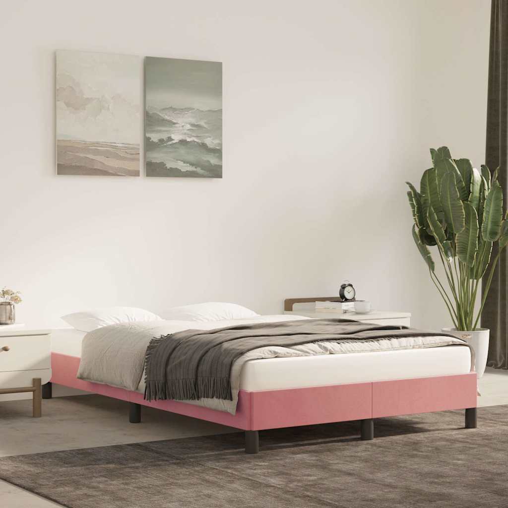 vidaXL Rama ��ka, r�owa, 120 x 200 cm, tapicerowana aksamitem