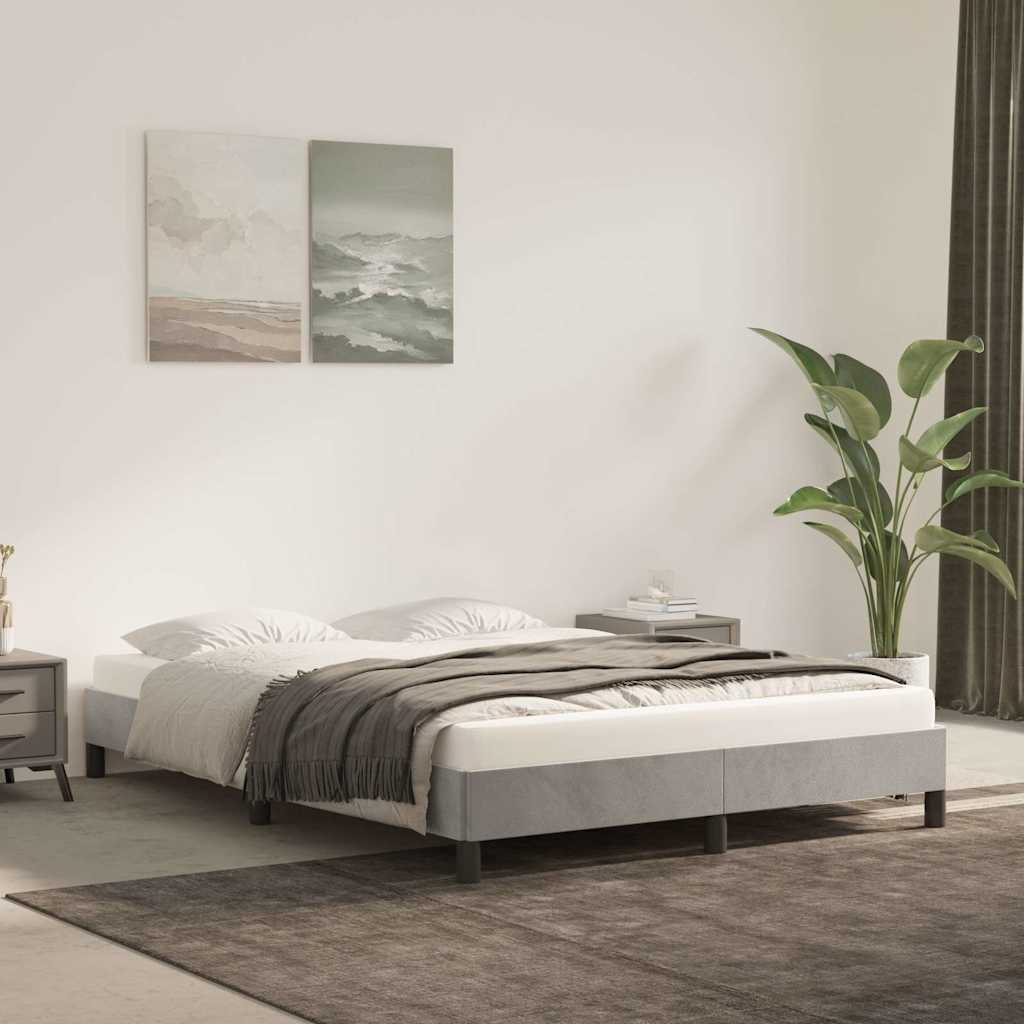 vidaXL Rama ��ka bez materaca, jasnoszara, 140x190 cm, aksamitna
