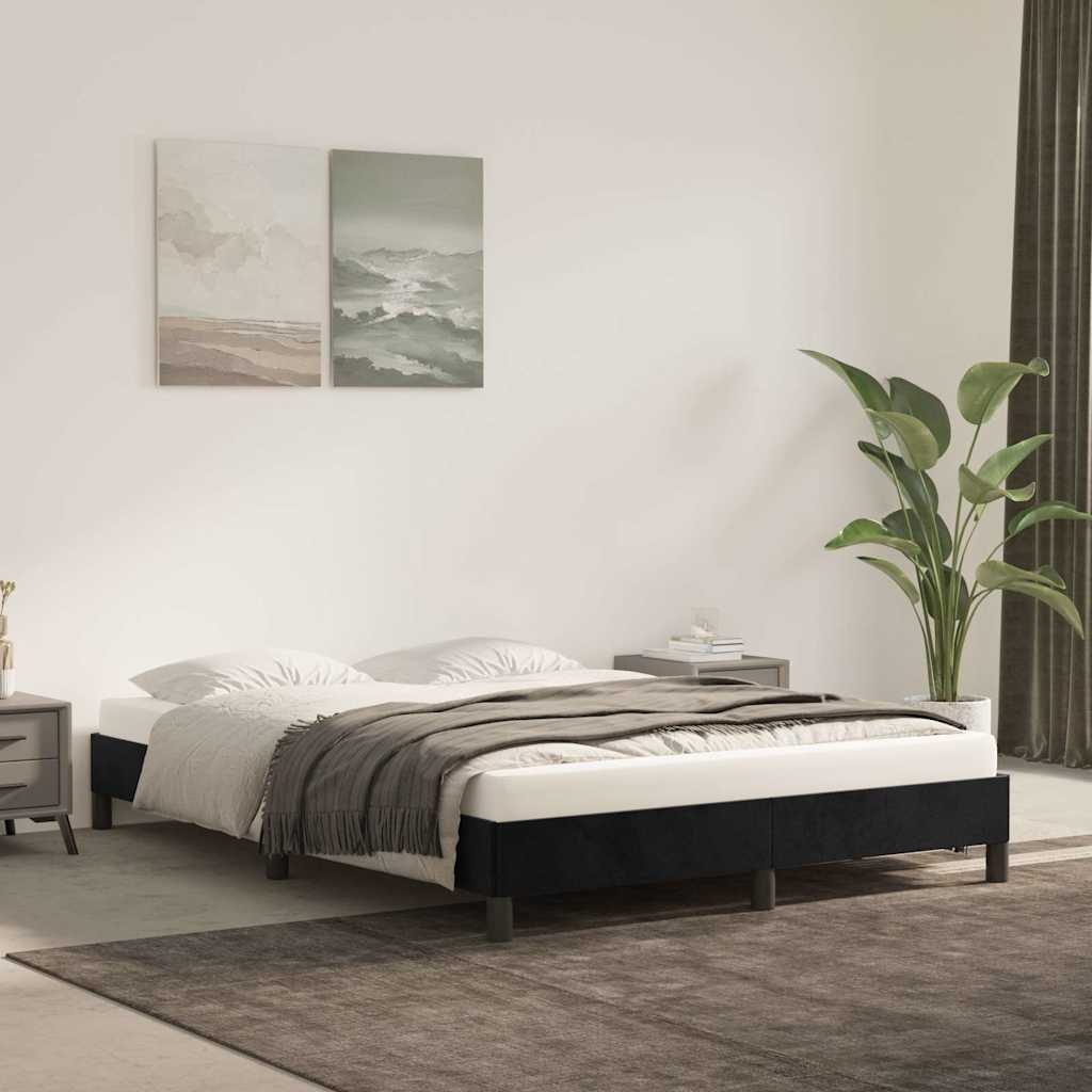 vidaXL Rama ��ka bez materaca, czarna, 140x190 cm, aksamitna