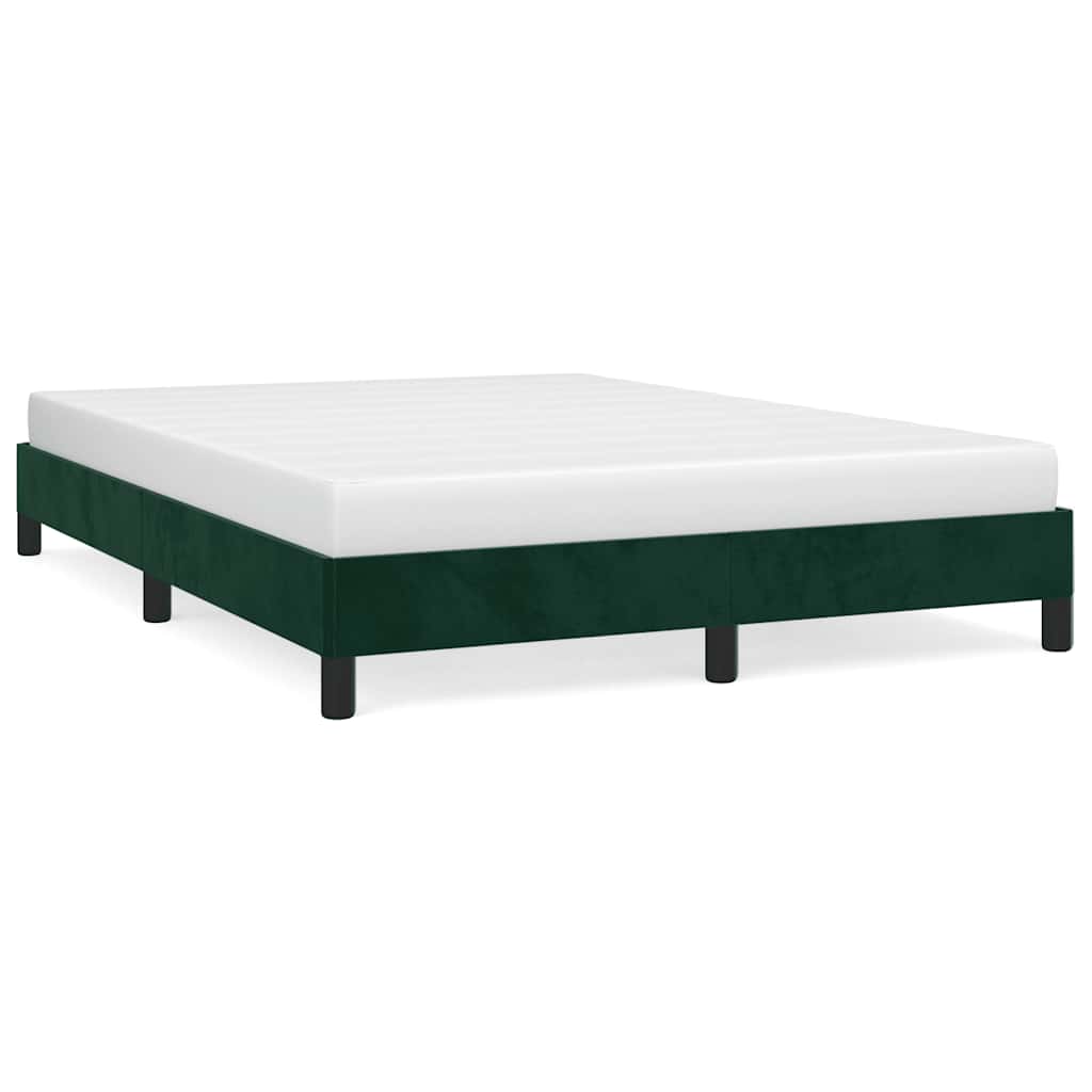 vidaXL Rám postele bez matrace tmavě zelená 140 x 190 cm samet