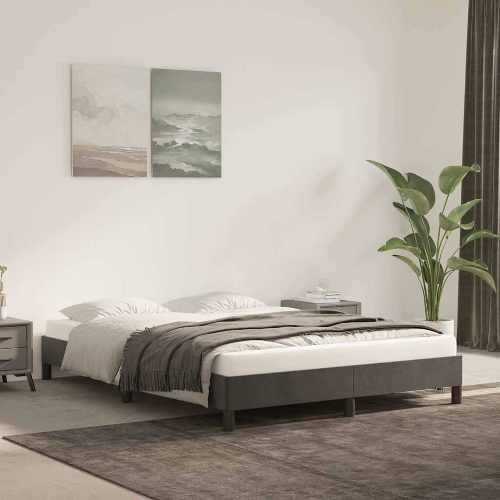 vidaXL Rama ��ka bez materaca, ciemnoszara, 140x200 cm, aksamitna