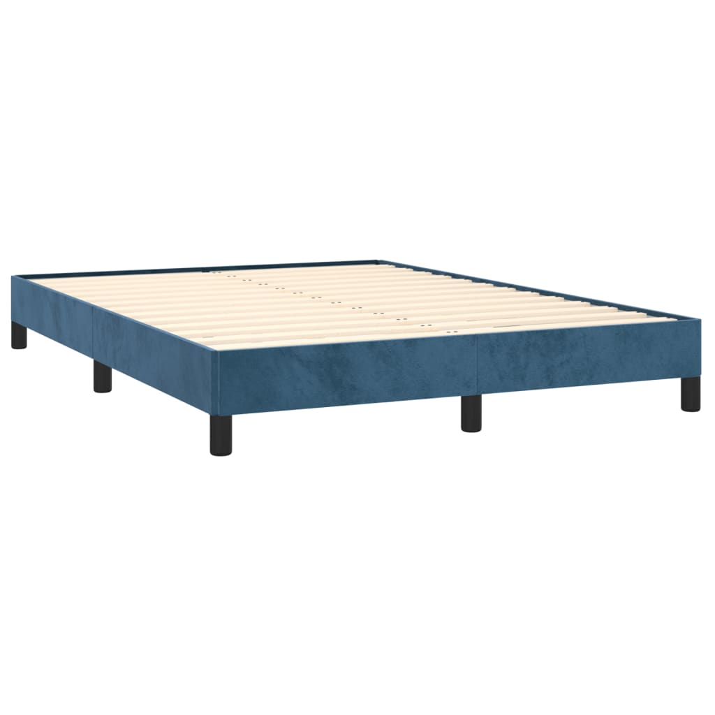 vidaXL Bedframe zonder matras 140x200 cm fluweel donkerblauw afbeelding