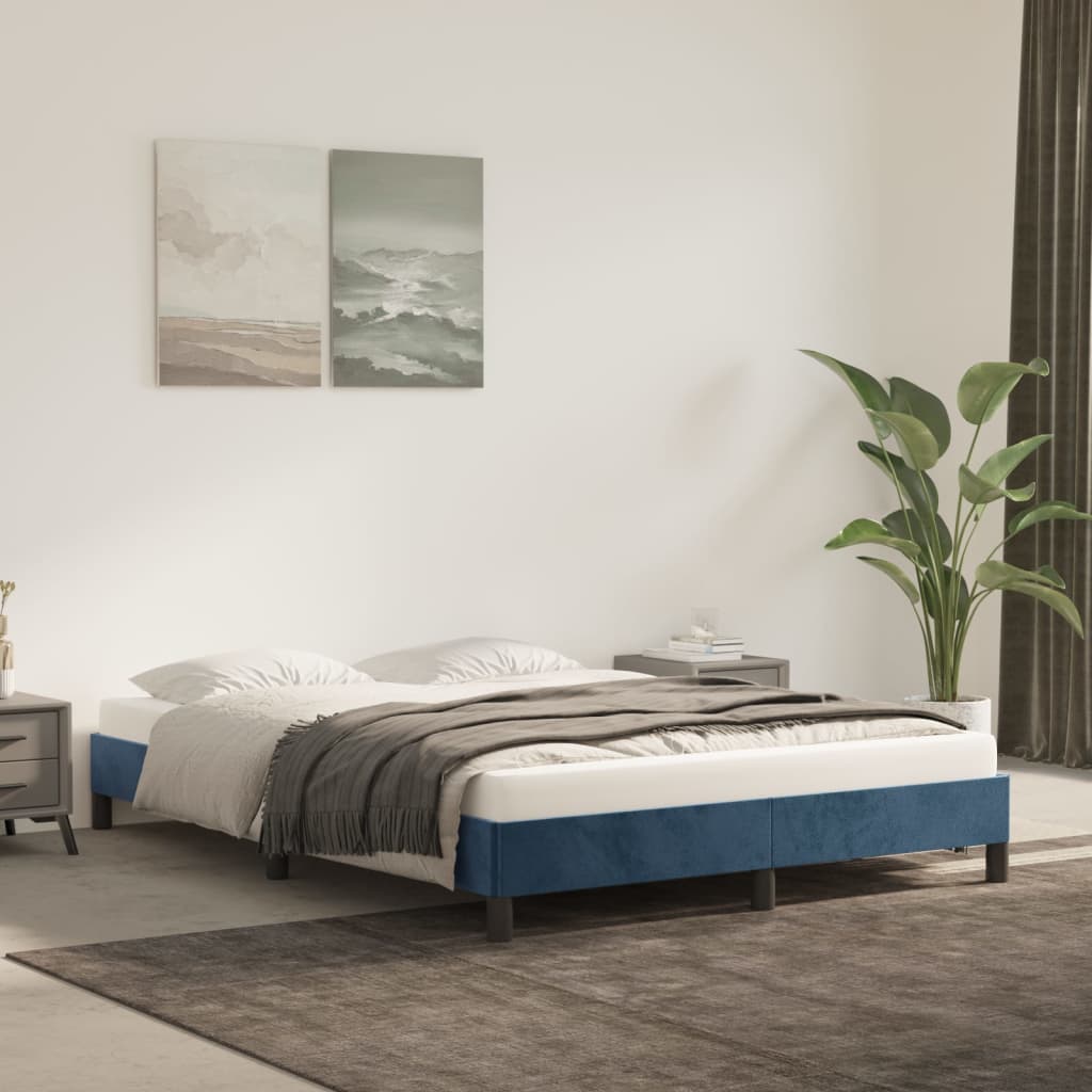 vidaXL Cadru de pat, albastru închis, 140x200 cm, catifea