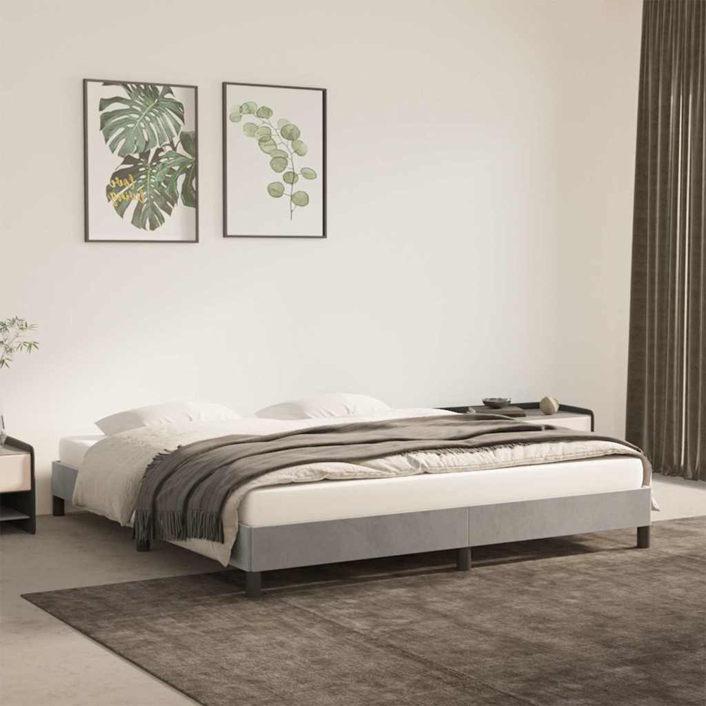 vidaXL Rama ��ka bez materaca, jasnoszara, 160x200 cm, aksamitna