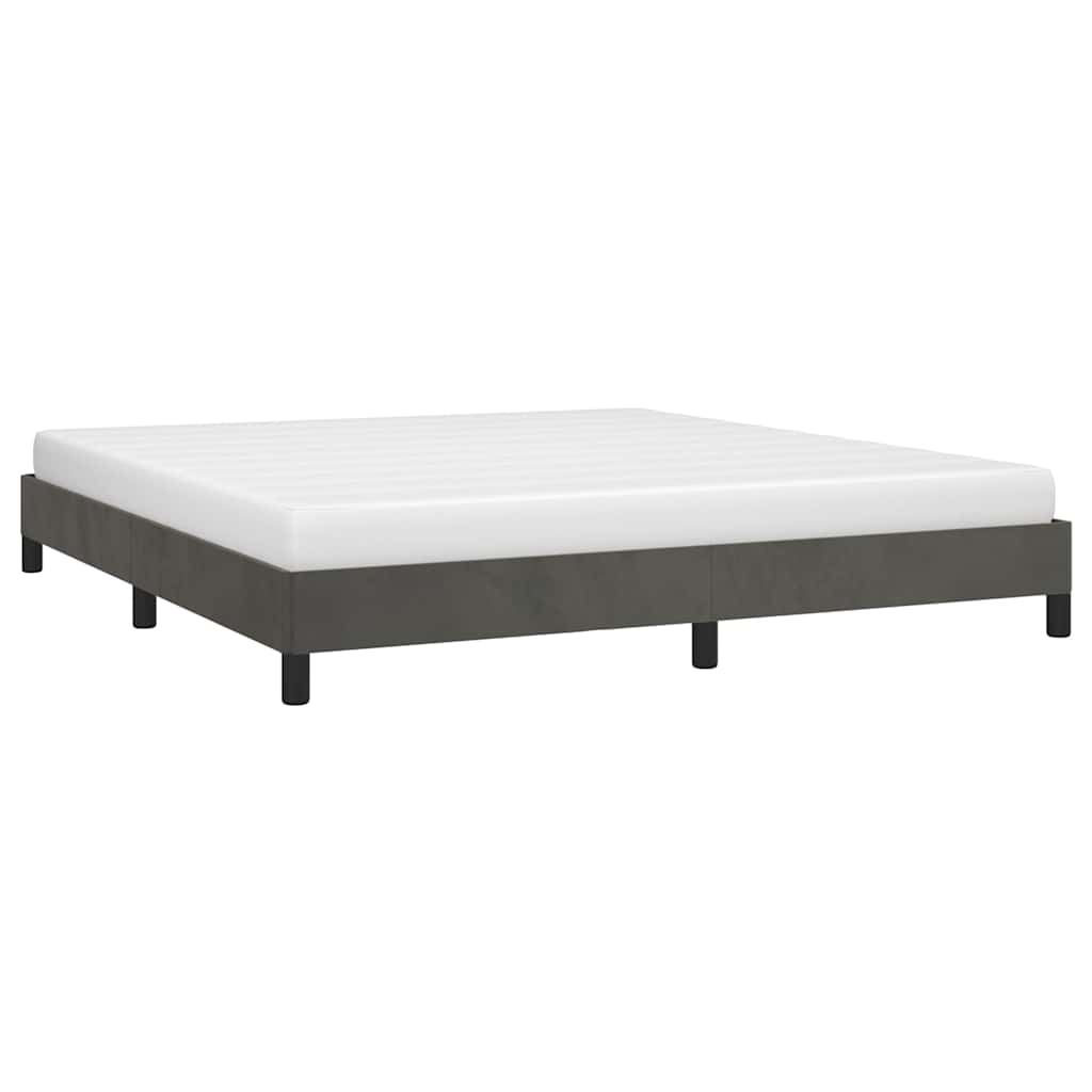 vidaXL Bedframe zonder matras 160x200 cm fluweel donkergrijs grijs, foto 2