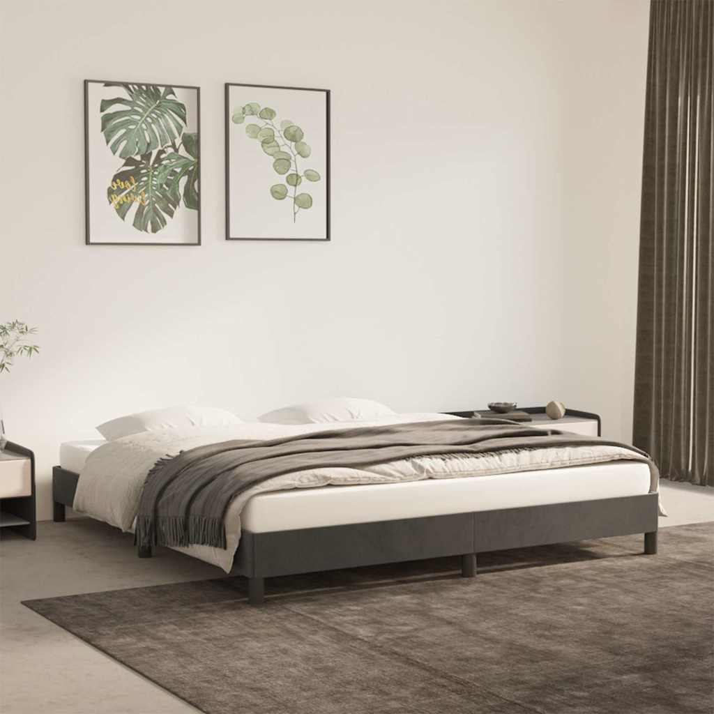 vidaXL Rama ��ka bez materaca, ciemnoszara, 160x200 cm, aksamitna