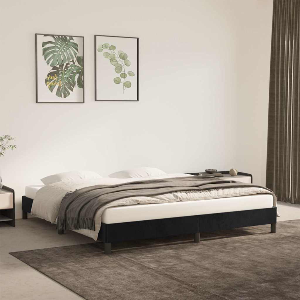 vidaXL Rama ��ka bez materaca, czarna, 160x200 cm, aksamitna
