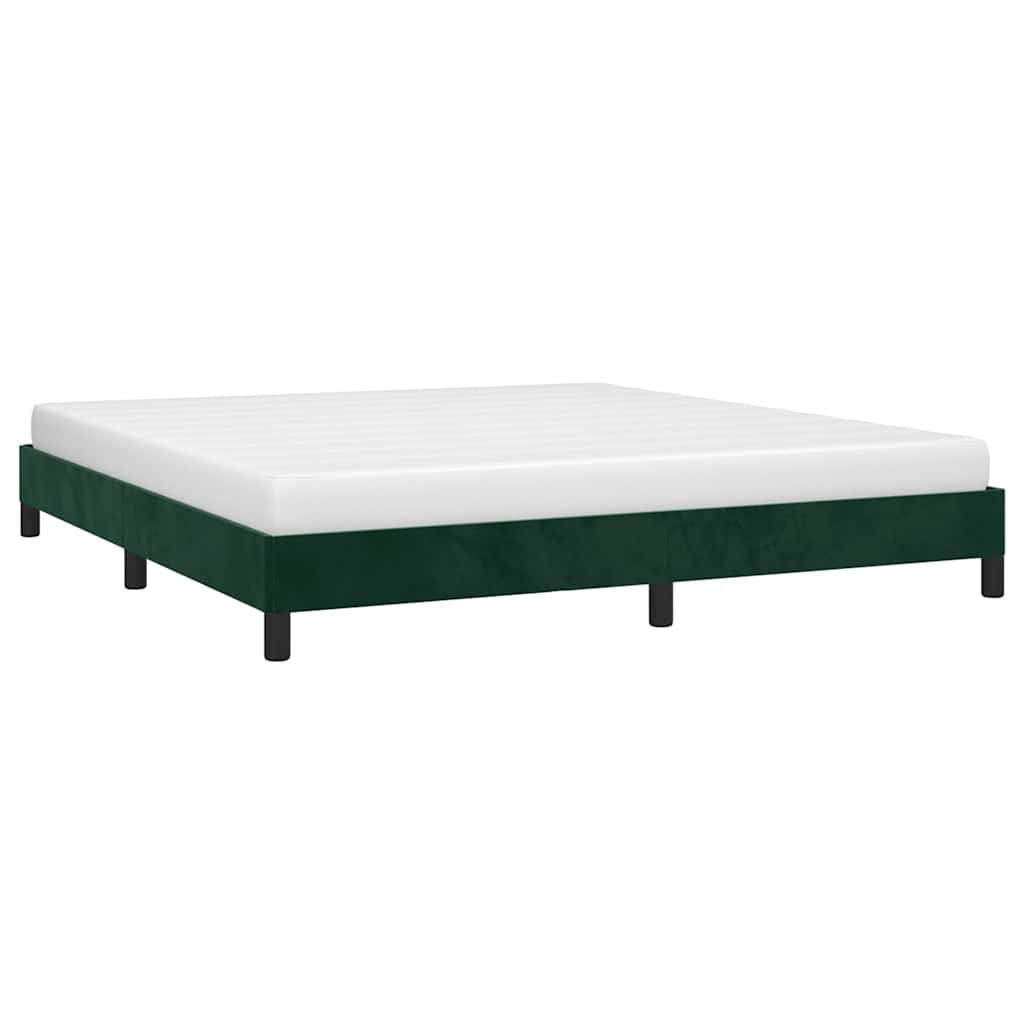 vidaXL Bedframe zonder matras 160x200 cm fluweel donkergroen groen, foto 2