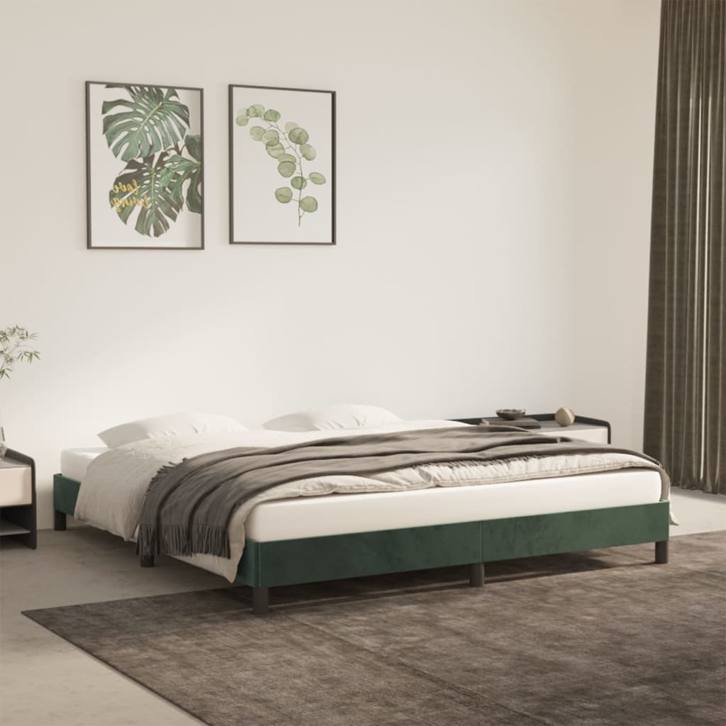 vidaXL Cadru de pat, verde închis, 160x200 cm, catifea