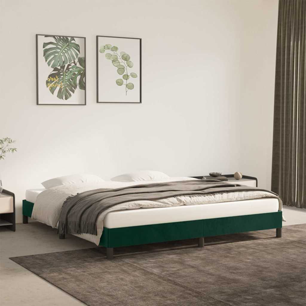 vidaXL Rama ��ka bez materaca, ciemnozielone, 160x200 cm, aksamit