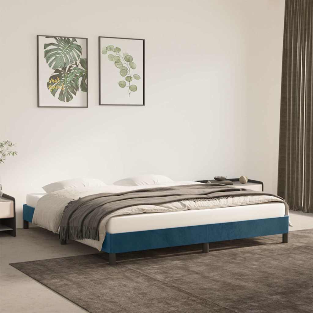 vidaXL Rama ��ka bez materaca, ciemnoniebieska, 160x200 cm, aksamitna