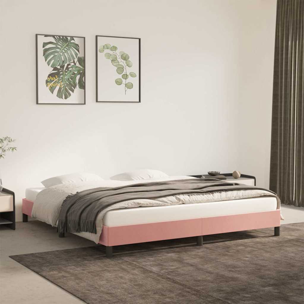 vidaXL Rama ��ka, r�owa, 180x200 cm, tapicerowana aksamitem