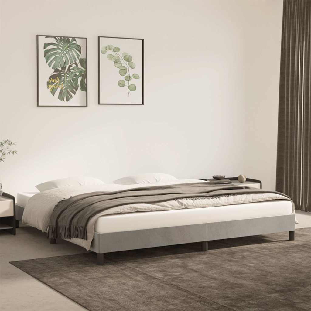 vidaXL Rama ��ka, jasnoszara, 200 x 200 cm, tapicerowana aksamitem