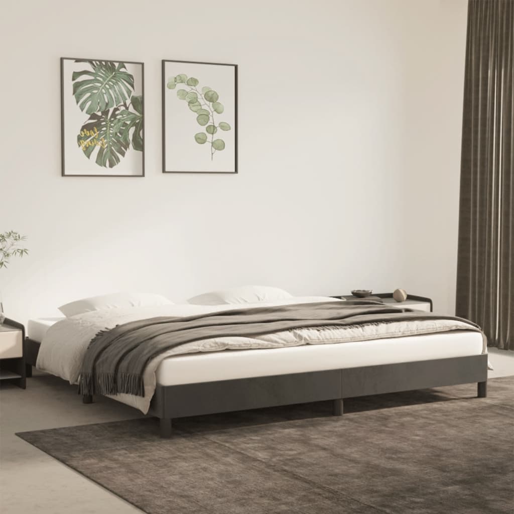 vidaXL Bedframe zonder matras 200x200 cm fluweel donkergrijs afbeelding