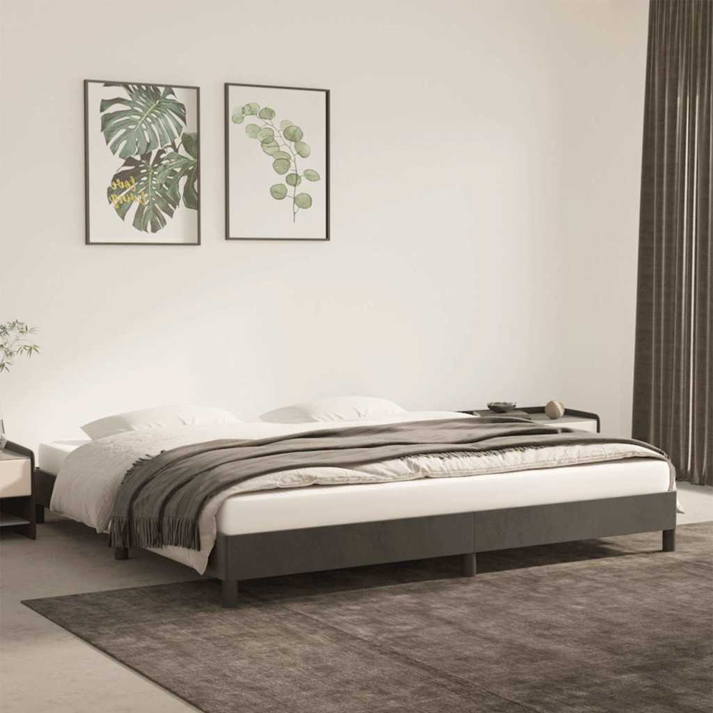 vidaXL Rama ��ka bez materaca, ciemnoszara, 200x200 cm, aksamitna