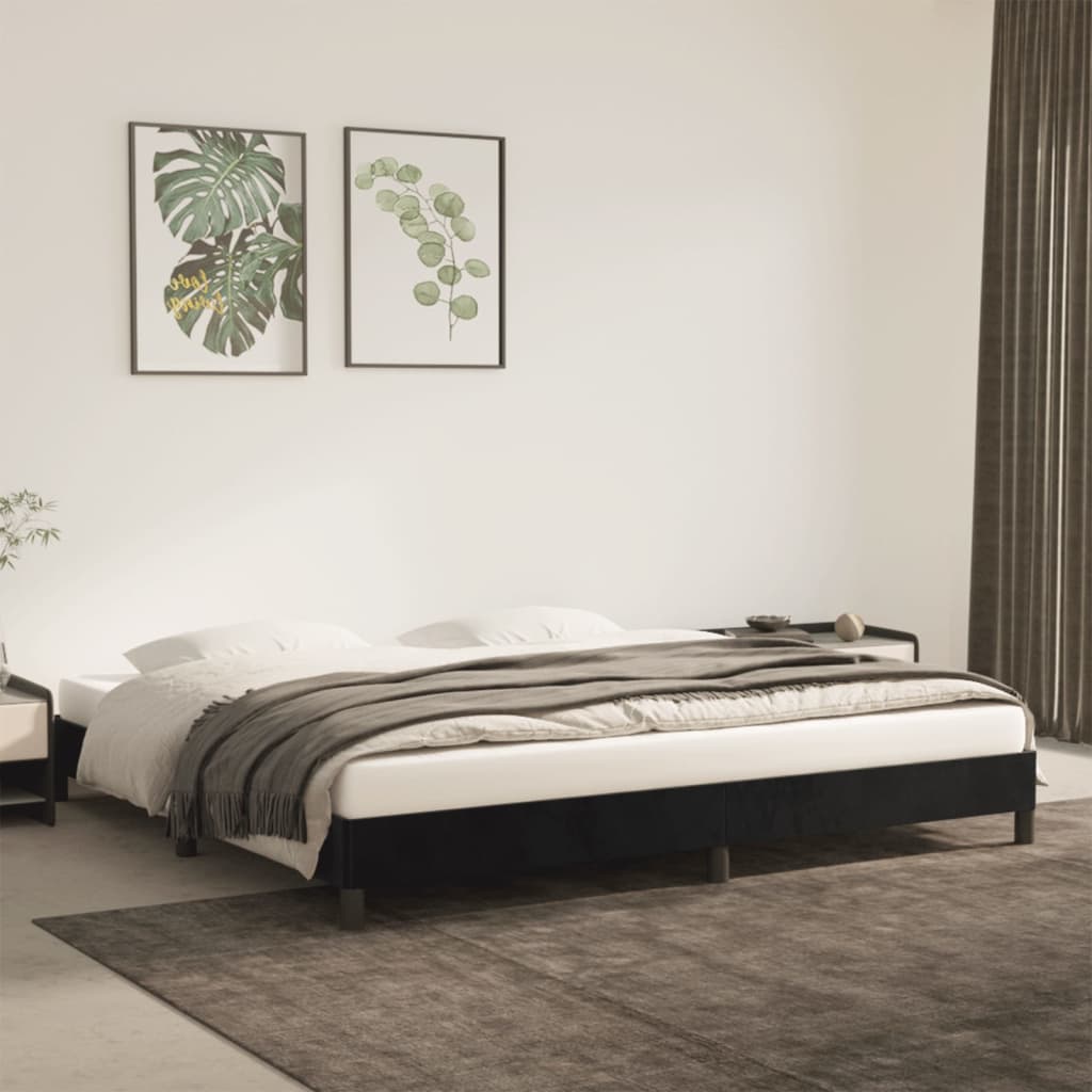 Cadru de pat, negru, 200x200 cm, catifea