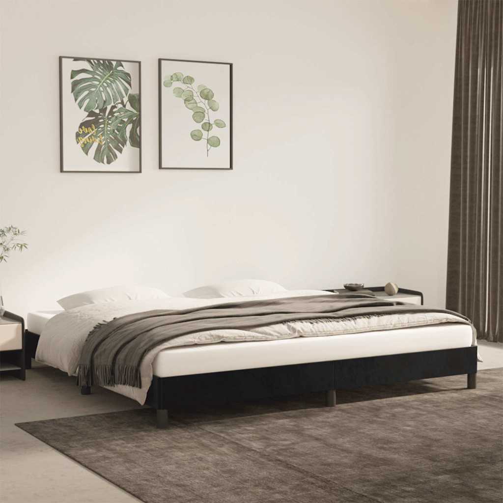 vidaXL Rama ��ka bez materaca, czarna, 200x200 cm, aksamitna