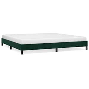Rám postele bez matrace tmavě zelená 200 x 200 cm samet - obrázek 2