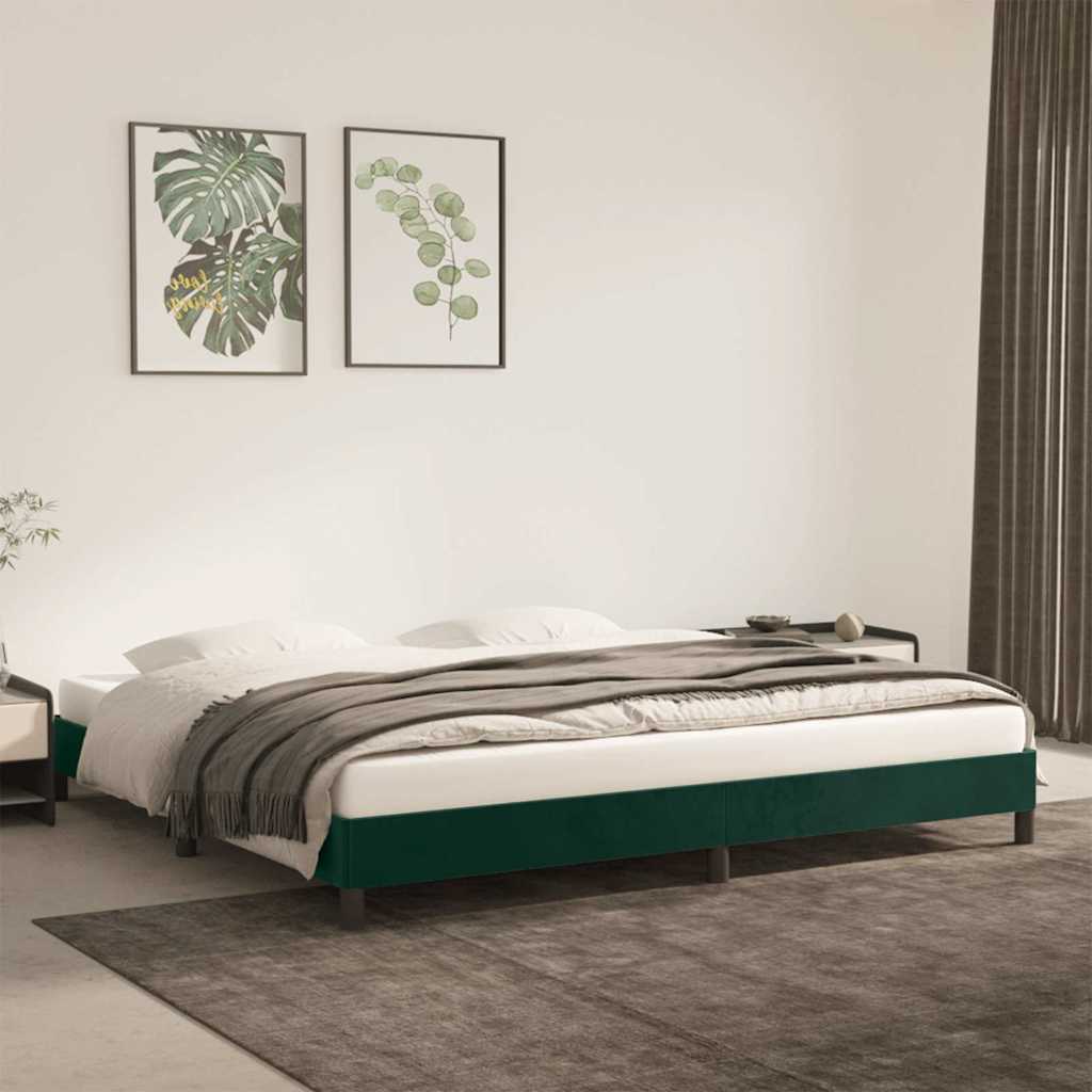vidaXL Rama ��ka bez materaca, ciemnozielone, 200x200 cm, aksamit