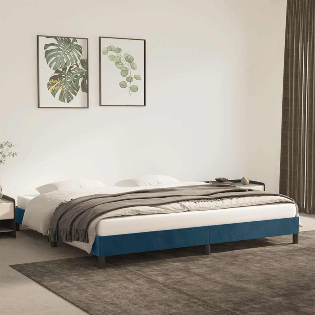 vidaXL Rama ��ka bez materaca, ciemnoniebieska, 200x200 cm, aksamitna