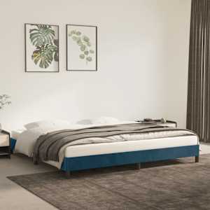 Posteljni okvir brez vzmetnice temno moder 200x200 cm žamet