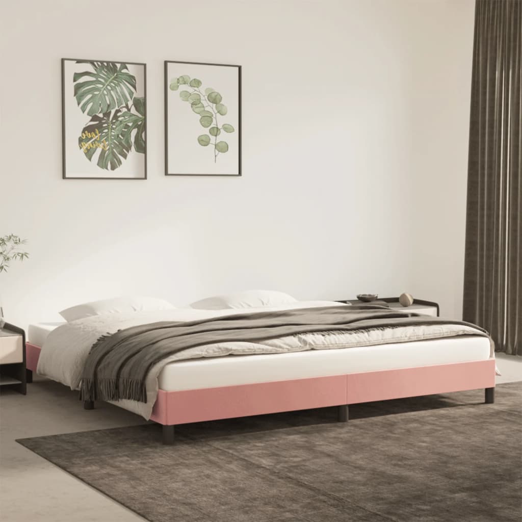 Cadru de pat, roz, 200x200 cm, catifea