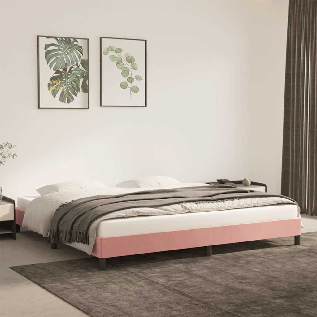 vidaXL Rama ��ka, r�owa, 200x200 cm, tapicerowana aksamitem