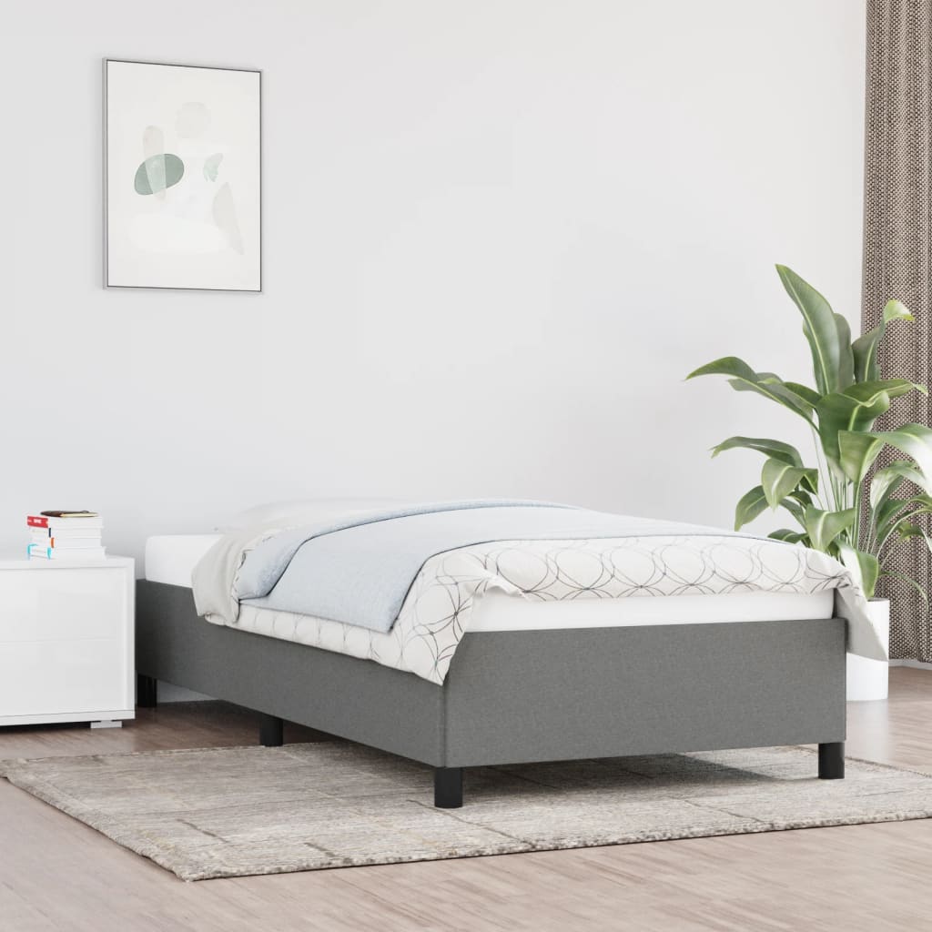 vidaXL Cadru de pat, gri închis, 90×190 cm, material textil